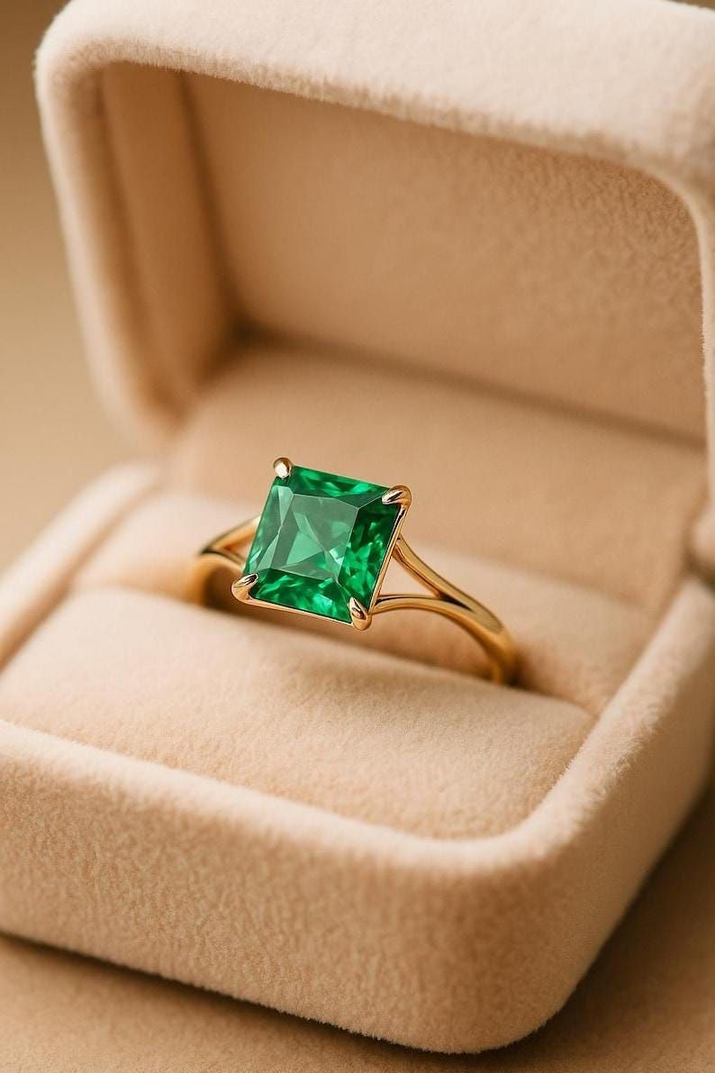 EMERALD CUT EMERALD RING